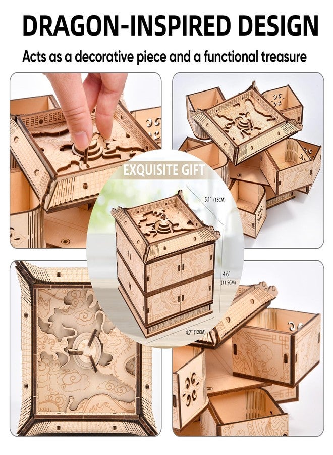 varbertos 3D Wooden Puzzle Mechanical Treasure Box of Dragon, DIY Model Kits and 3D Puzzles for Adults, Unique Wooden Puzzle for Adults, Hobbies Projects Adult Building Sets Gift for Women and Kids - Image 3